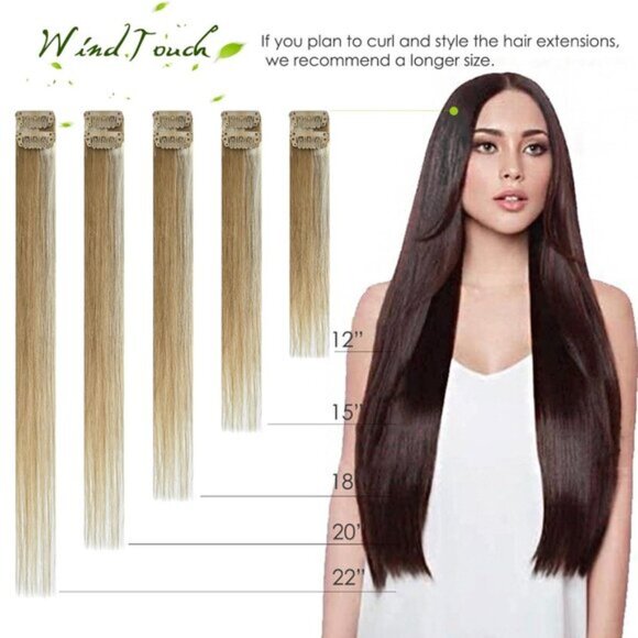 New 7PCS 12 Inch Clip-in Human Hair Extensions, Mixed Bleach Blonde Highlights - Picture 6 of 7